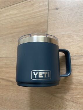 Yeti Navy Stainless Steel Travel Mug with Clear Lid, 14 oz